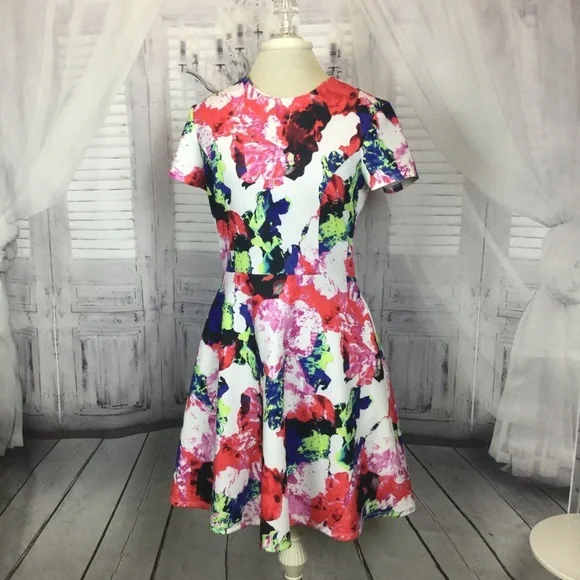 Milly | Dresses | Milly Rosabella Combo Fit N Flare Scuba Dress 8 | Poshmark